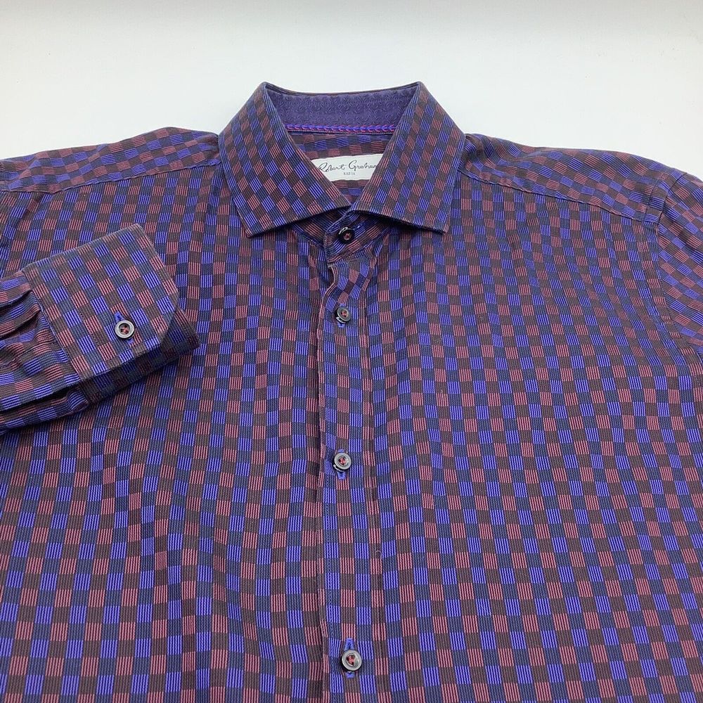 Robert Graham Mens Long Sleeve Button Up Shirt‎ Checkered Size 16.5 42